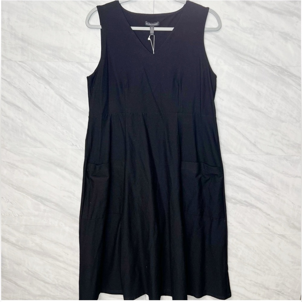 NEW Eileen Fisher Black VNK Crepe Dress Small